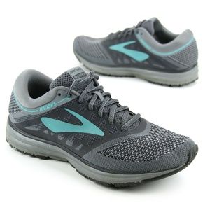 Brooks Revel Womens Sz 9.5 US Athletic Running Shoes Gray Teal 1202491B037 Mesh